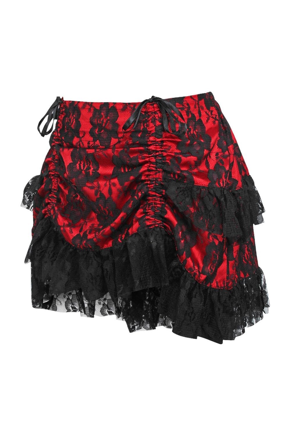 Daisy Corsets Red/Black Lace Ruched Bustle Skirt in Red 