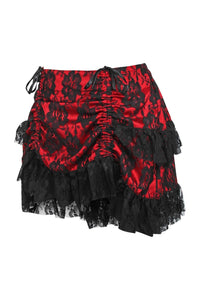 Daisy Corsets Red/Black Lace Ruched Bustle Skirt in Red 