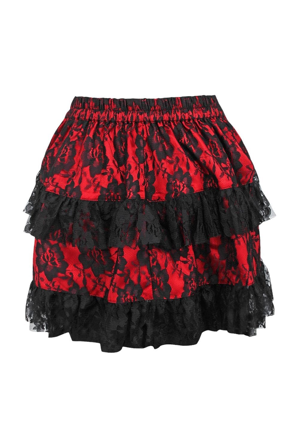 Daisy Corsets Red/Black Lace Ruched Bustle Skirt in Red 