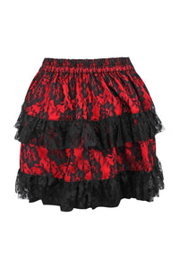 Daisy Corsets Red/Black Lace Ruched Bustle Skirt in Red 