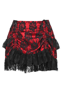 Daisy Corsets Red/Black Lace Ruched Bustle Skirt in Red  from SexyShoes.com
