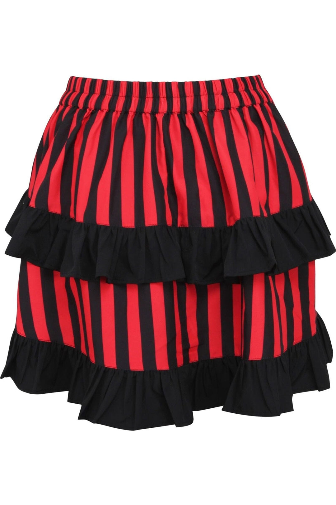 Daisy Corsets Red/Black Striped Ruched Bustle Skirt in Red 