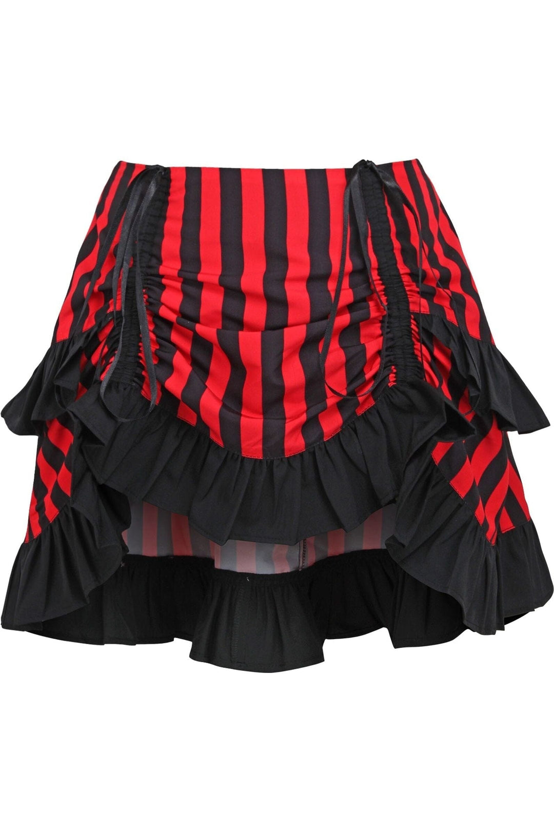 Daisy Corsets Red/Black Striped Ruched Bustle Skirt in Red  from SexyShoes.com