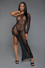Reel Me In One Shoulder Side Slit Maxi Dress