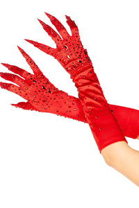 Leg Avenue Rhinestone Claw Gloves in Red  from SexyShoes.com