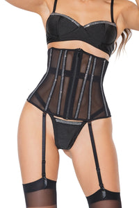 Coquette Rhinestone Waist Cincher in Black 