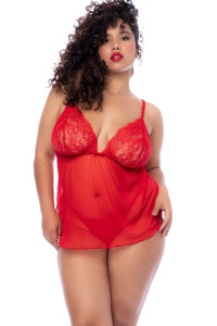 Mapale Romantic Lace Babydoll in Red  from SexyShoes.com