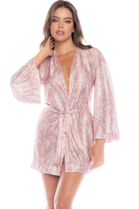 Mapale Rose Print Robe in Pink  from SexyShoes.com