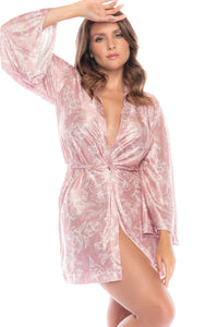 Mapale Rose Print Robe in Pink  from SexyShoes.com