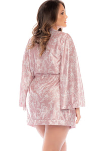 Mapale Rose Print Robe in Pink 