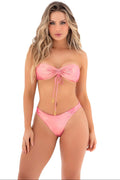 Ruched Bandeau Bikini with Adjustable Front Tie