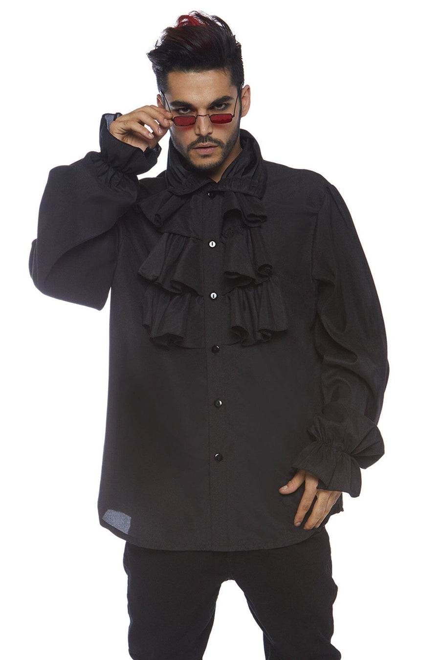 Leg Avenue Ruffle Front Shirt in Black 