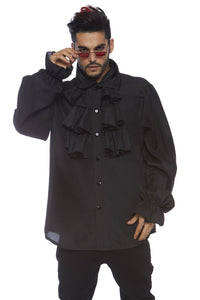 Leg Avenue Ruffle Front Shirt in Black 