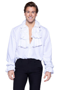 Leg Avenue Ruffle Front Shirt in White 