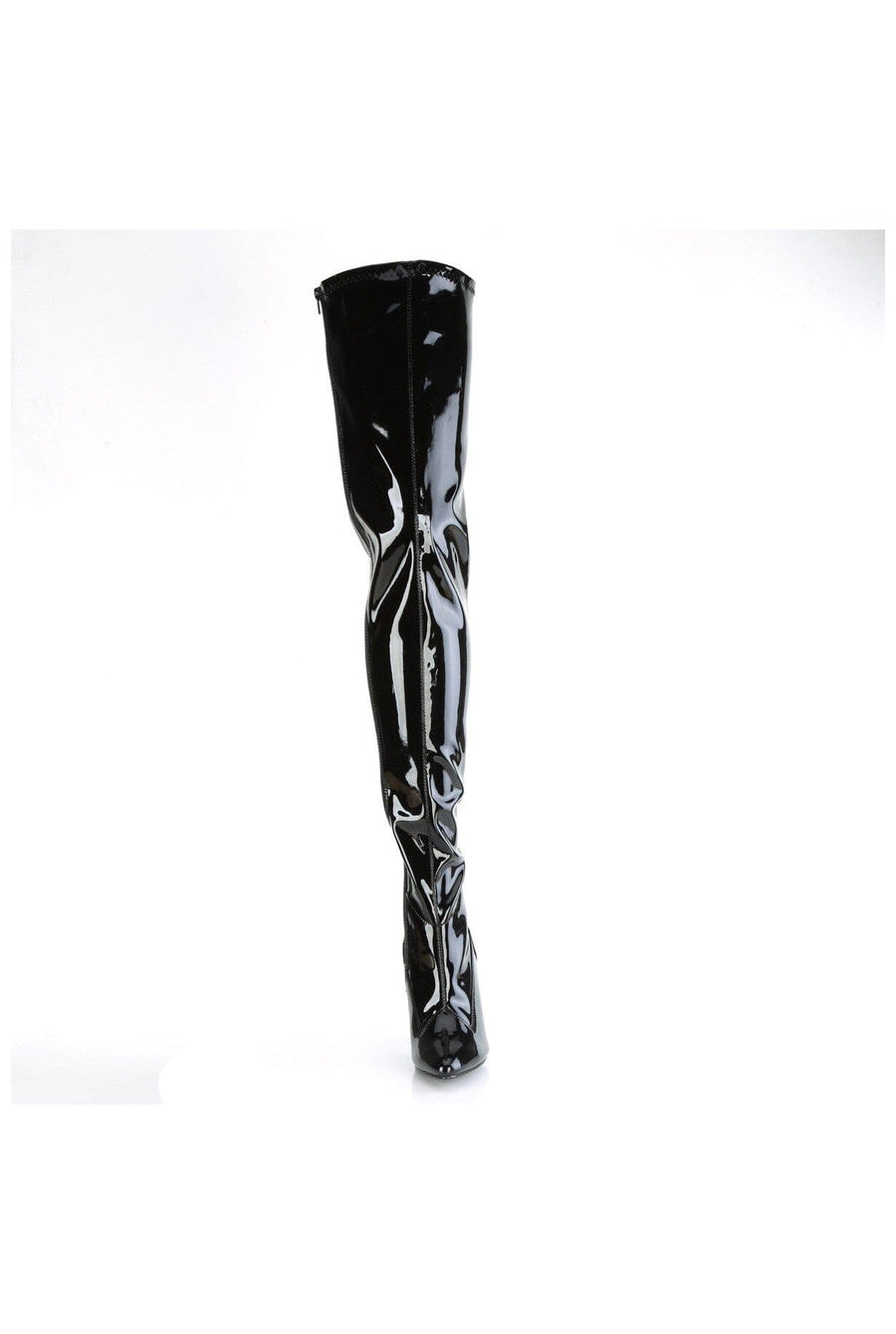 Pleaser SEDUCE-4000 Black Patent Thigh Boot in Black Patent