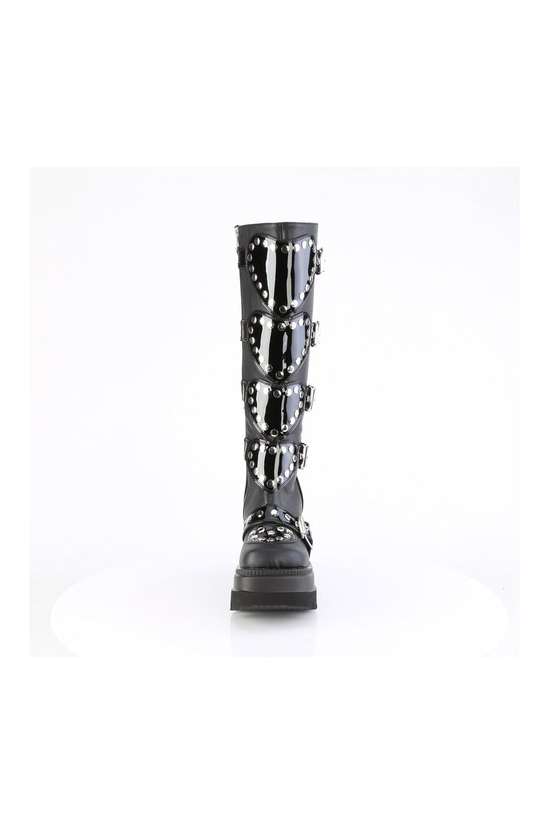 SHAKER-210 Black Vegan Leather Knee Boot