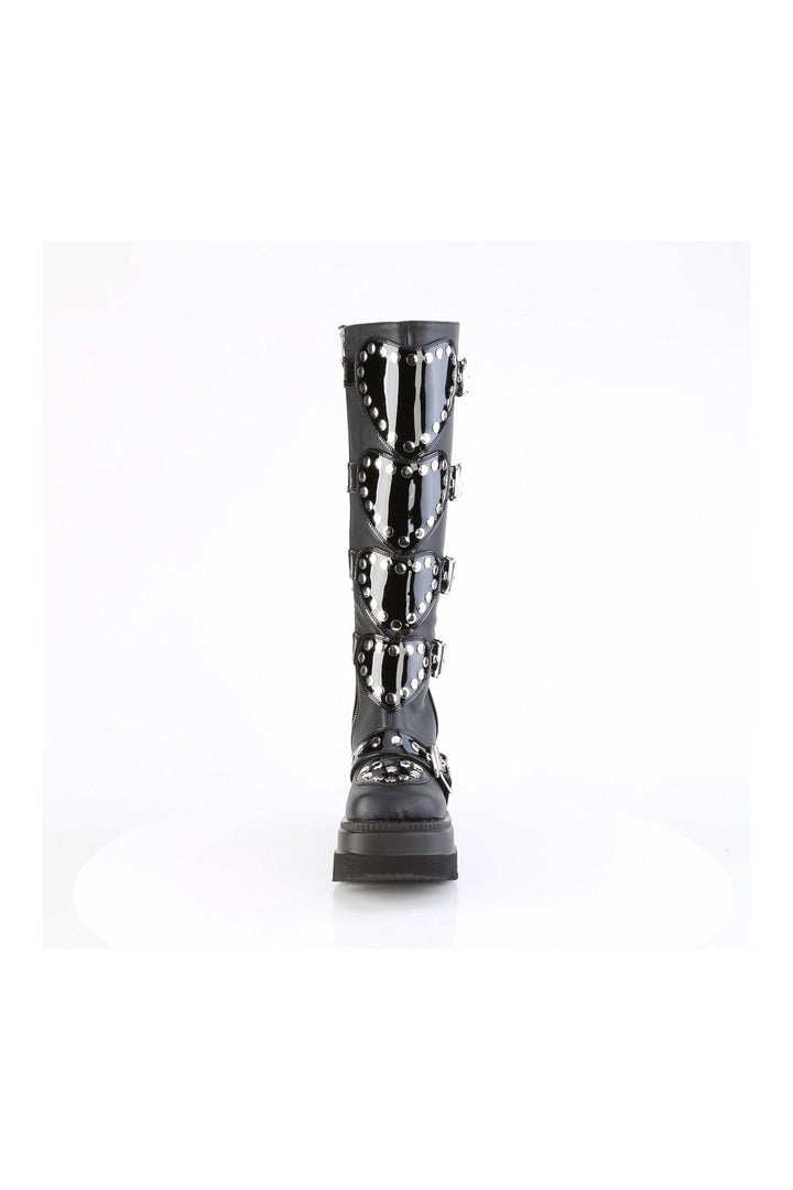 SHAKER-210 Black Vegan Leather Knee Boot