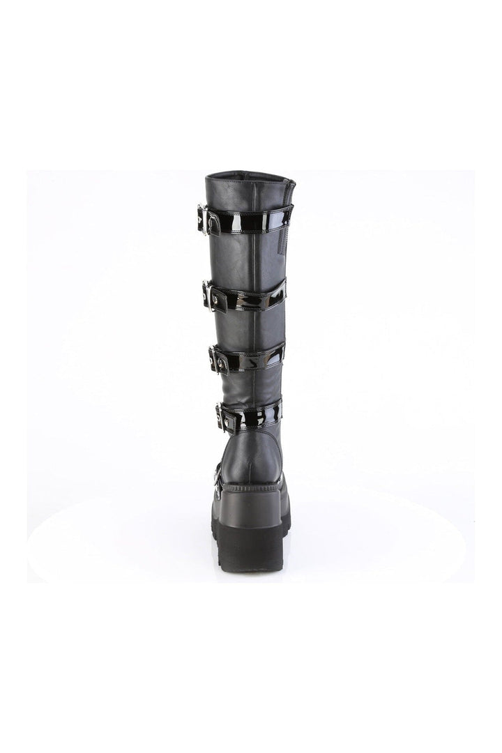 SHAKER-210 Black Vegan Leather Knee Boot