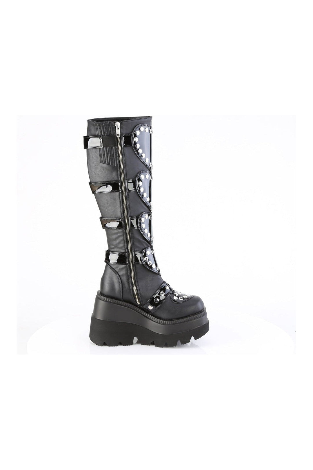 SHAKER-210 Black Vegan Leather Knee Boot