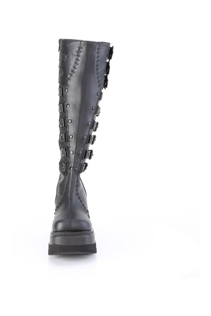 SHAKER-232 Black Vegan Leather Knee Boot