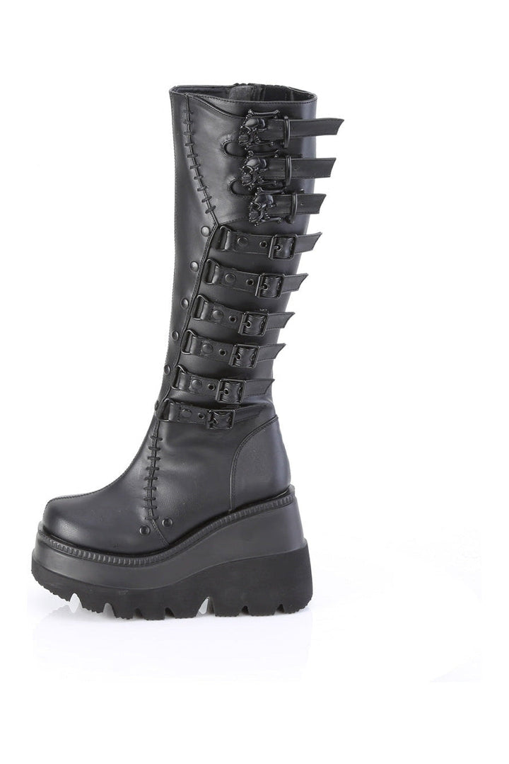 SHAKER-232 Black Vegan Leather Knee Boot
