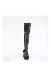 Demonia SHAKER-325 Black Vegan Leather Thigh Boot in Black Vegan Leather