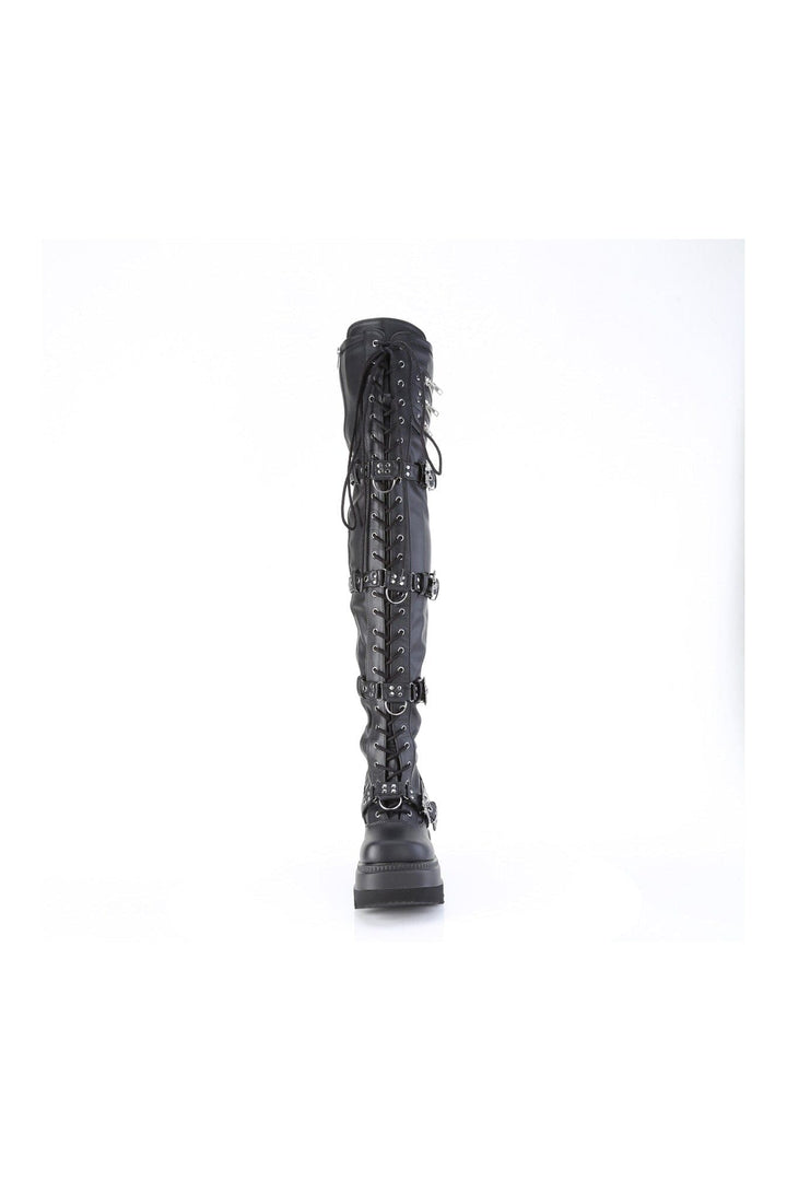 SS-SHAKER-420 Black Vegan Leather Thigh Boot