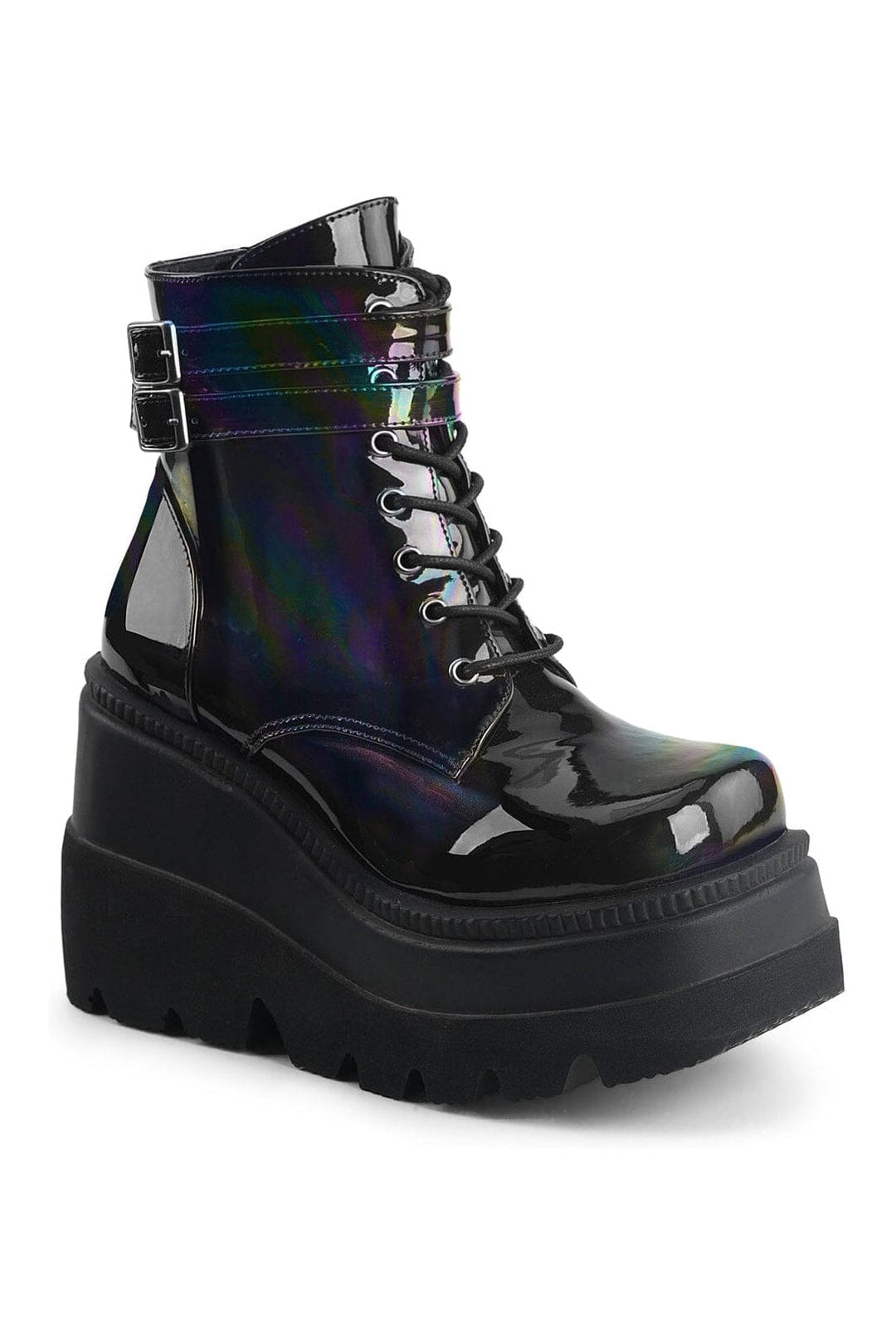 Demonia SHAKER-52 Black Hologram Ankle Boot in Black Hologram from SexyShoes.com