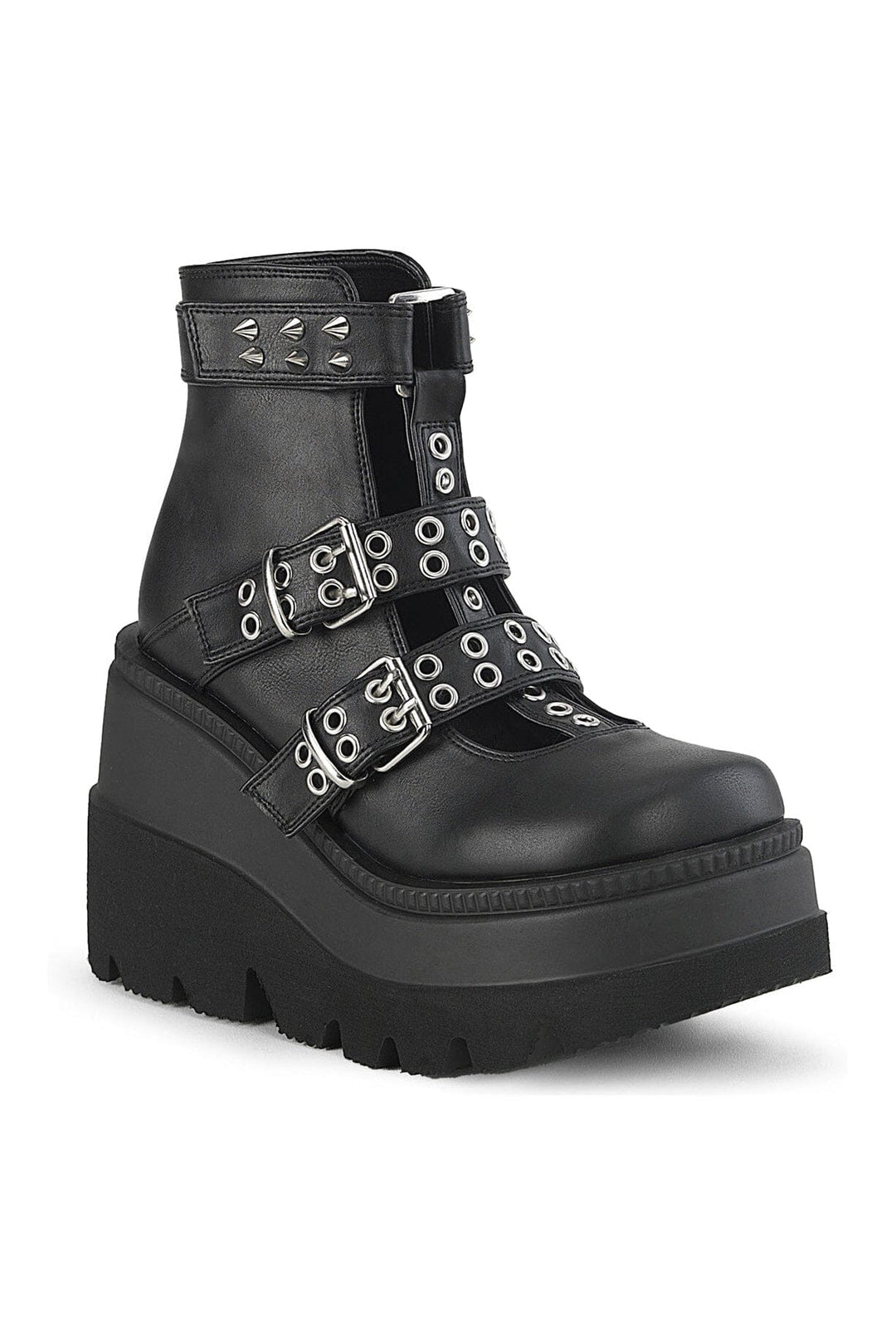 Demonia SHAKER-62 Black Vegan Leather Ankle Boot in Black Vegan Leather from SexyShoes.com