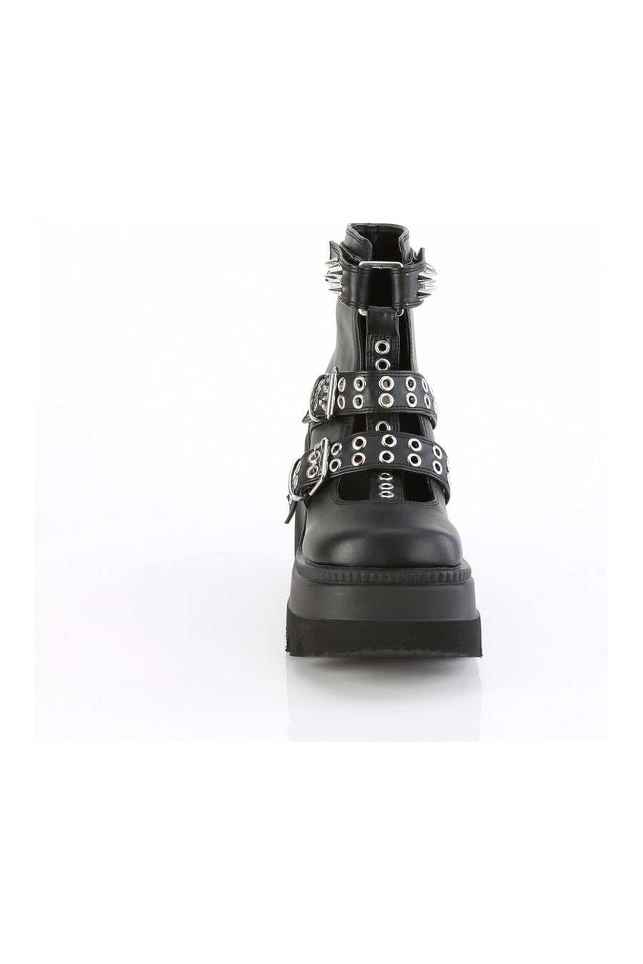 Demonia SHAKER-62 Black Vegan Leather Ankle Boot in Black Vegan Leather