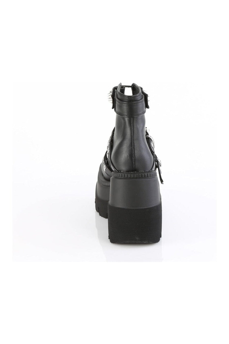 Demonia SHAKER-62 Black Vegan Leather Ankle Boot in Black Vegan Leather