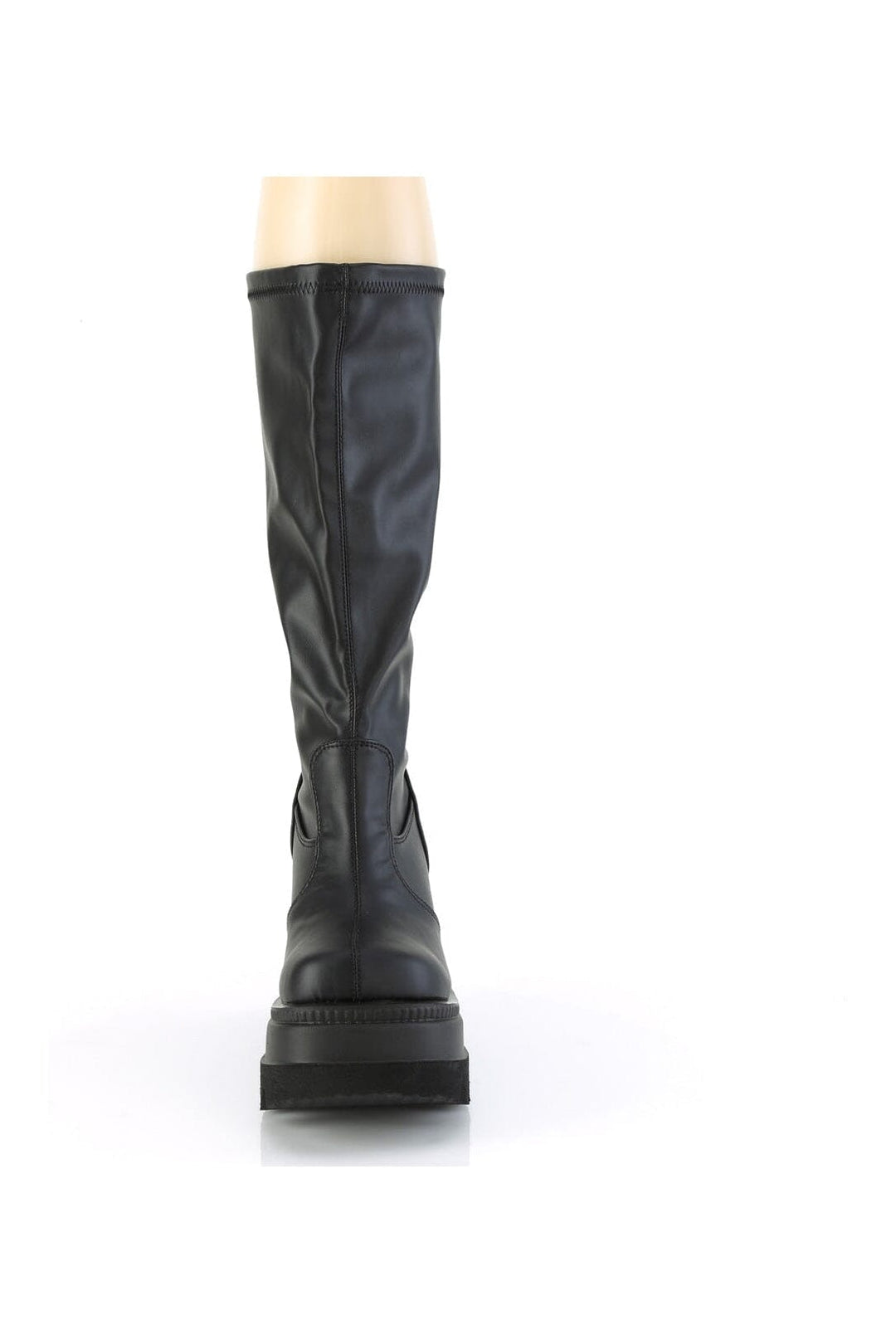 SHAKER-65WC Black Vegan Leather Knee Boot