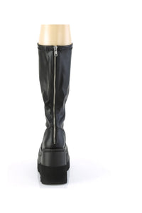 Demonia SHAKER-65WC Black Vegan Leather Knee Boot in Black Vegan Leather