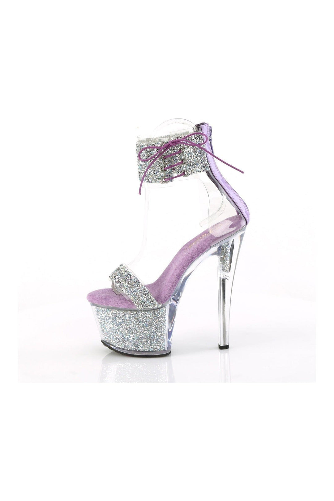 Pleaser SKY-327RSI Silver Sequins Sandal in Silver Sequins
