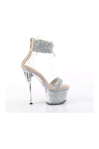 Pleaser SKY-327RSI Silver Sequins Sandal in Silver Sequins