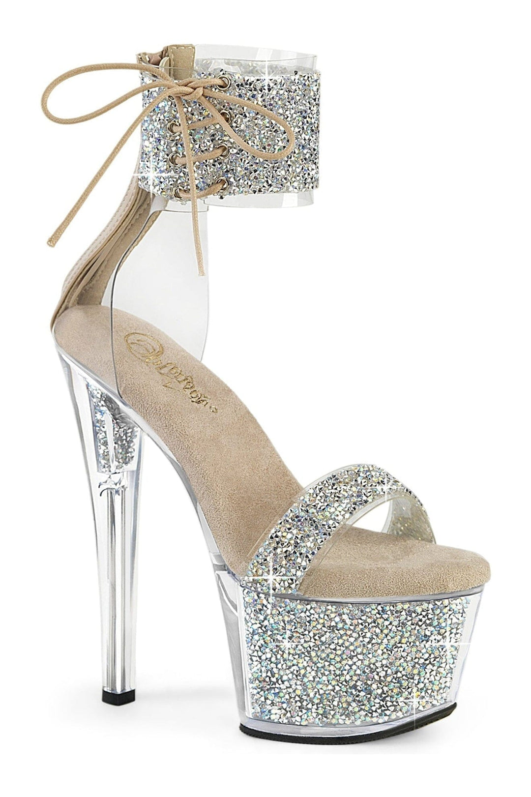 Pleaser Silver Sandals Platform Stripper Shoes | Buy at Sexyshoes.com