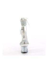 Pleaser SKY-327RSI Silver Vinyl Sandal in Silver Vinyl