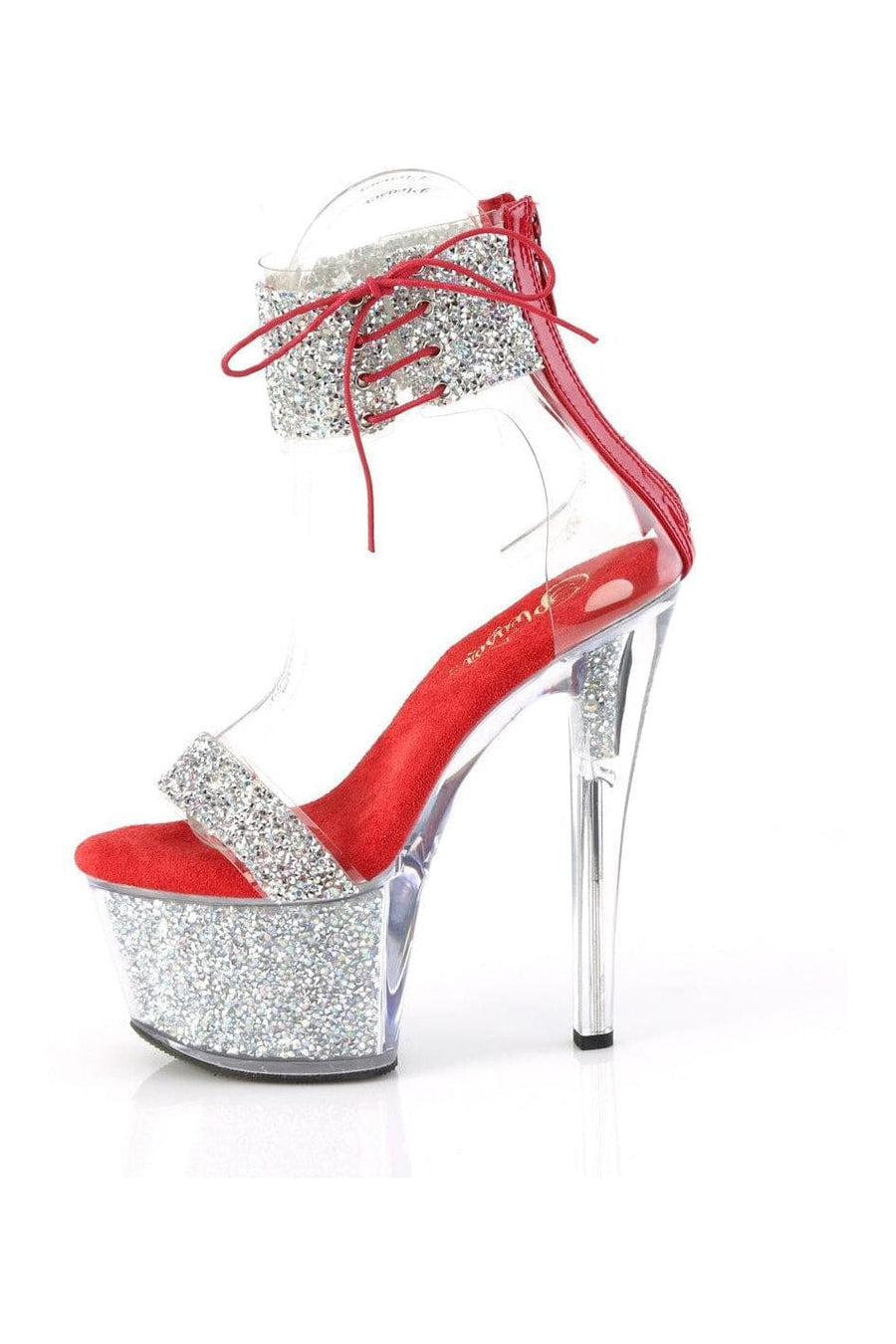 Pleaser SKY-327RSI Silver Vinyl Sandal in Silver Vinyl