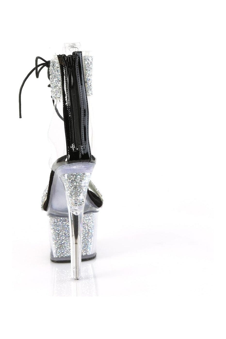 Pleaser SKY-327RSI Silver Vinyl Sandal in Silver Vinyl