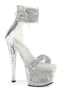 Pleaser SKY-327RSI Silver Vinyl Sandal in Silver Vinyl from SexyShoes.com