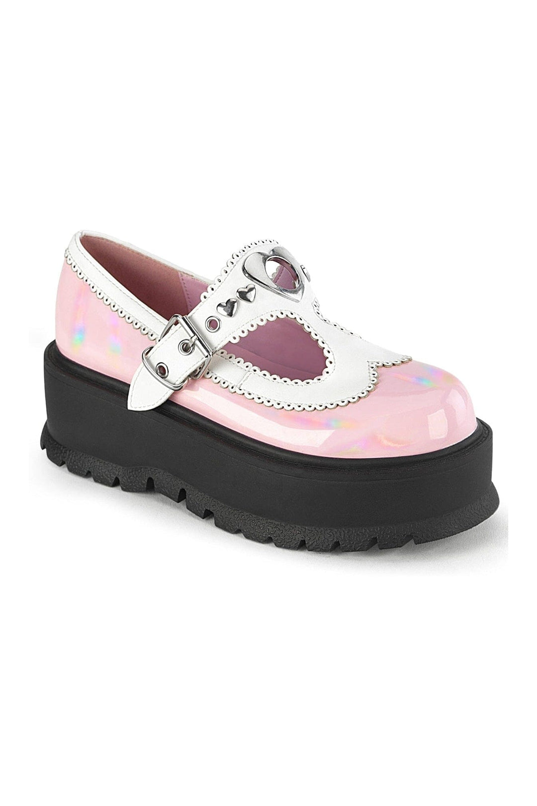 SLACKER-23 Pink Hologram Mary Jane-Mary Janes-SEXYSHOES.COM