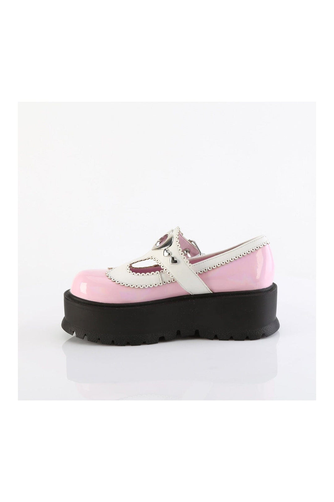 SLACKER-23 Pink Hologram Mary Jane-Mary Janes-SEXYSHOES.COM