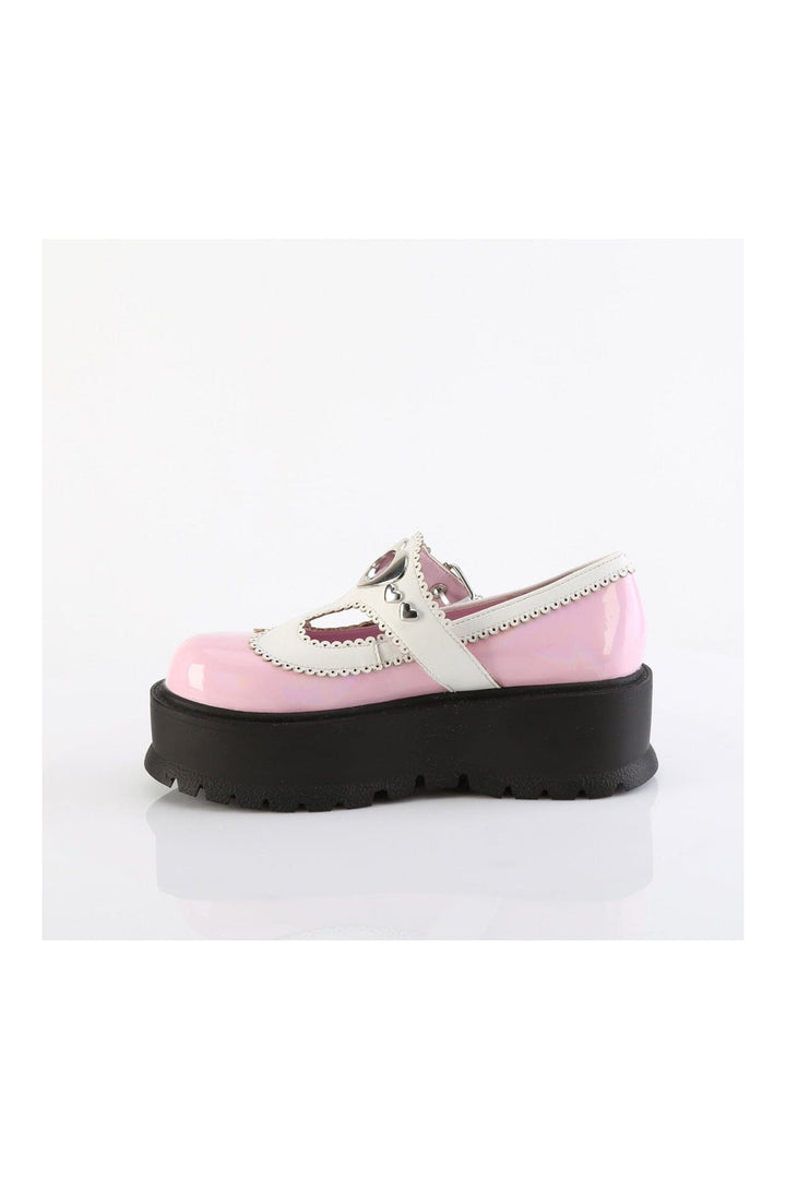 SLACKER-23 Pink Hologram Mary Jane-Mary Janes-SEXYSHOES.COM