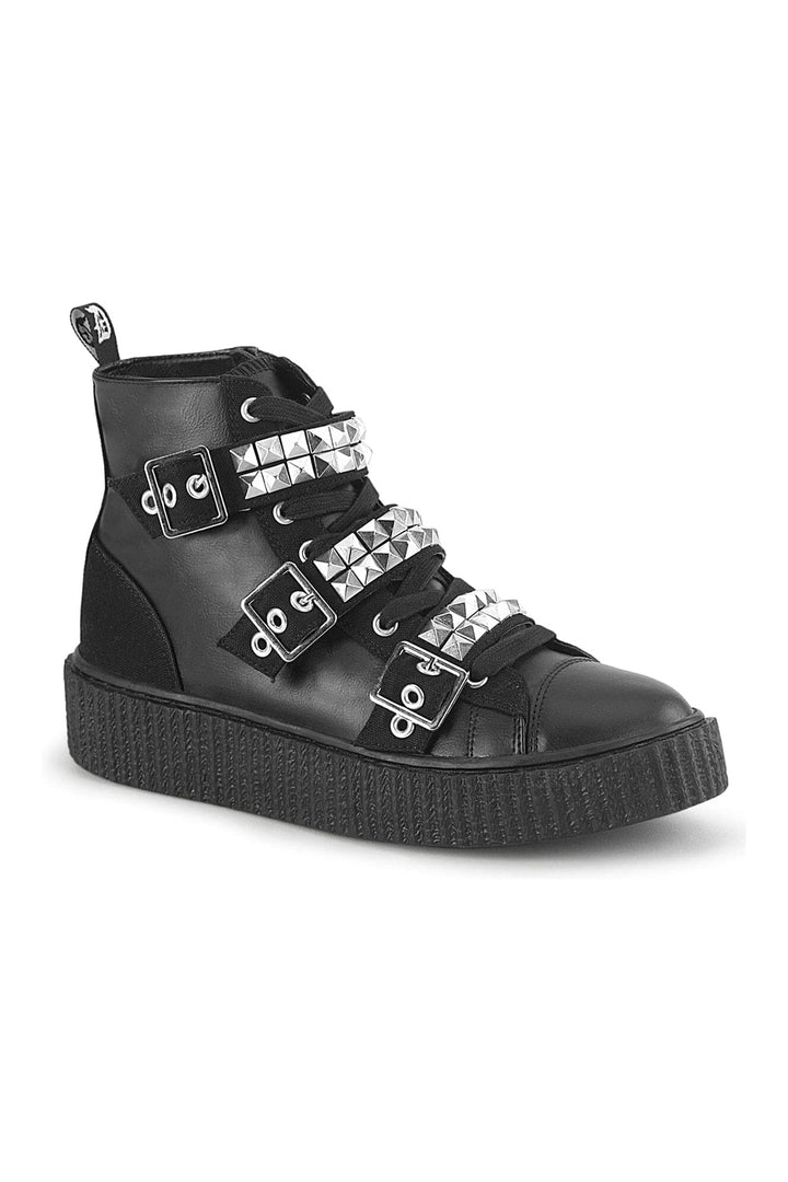 SNEEKER-225 Black Vegan Leather Creeper