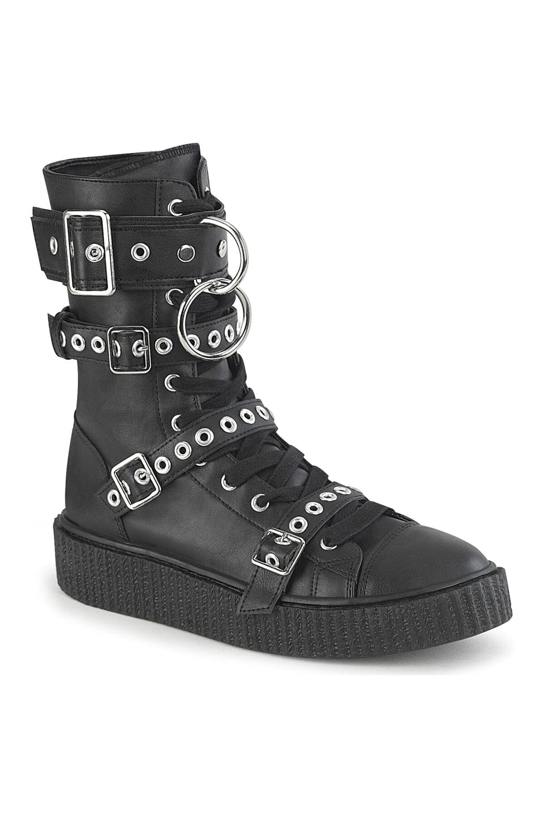 SNEEKER-320 Black Vegan Leather Creeper