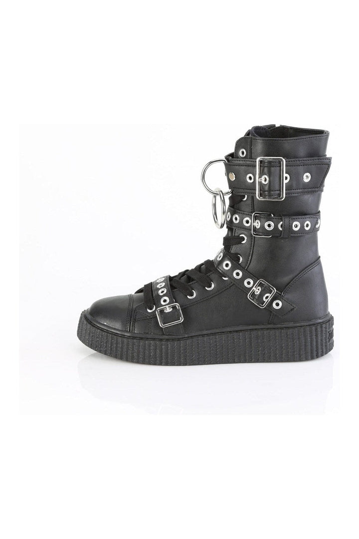 SNEEKER-320 Black Vegan Leather Creeper