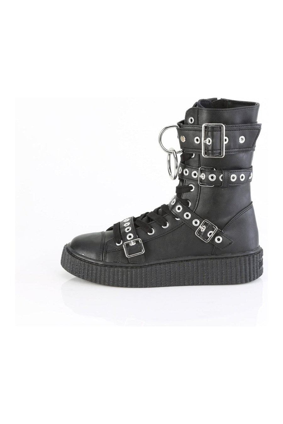 Demonia SNEEKER-320 Black Vegan Leather Creeper in Black Vegan Leather