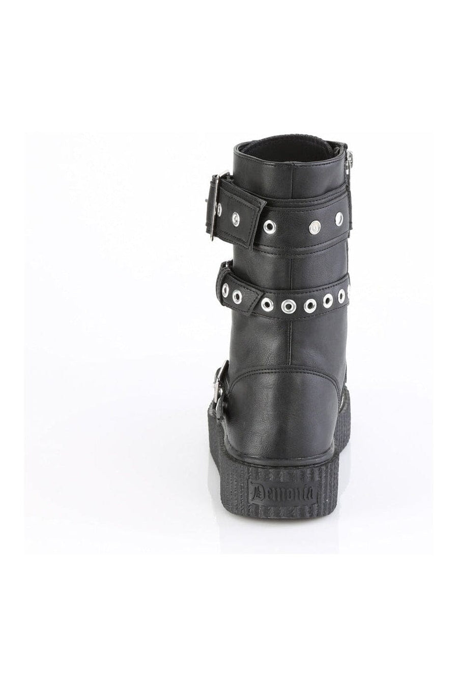 Demonia SNEEKER-320 Black Vegan Leather Creeper in Black Vegan Leather