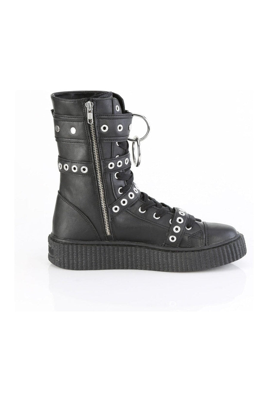 Demonia SNEEKER-320 Black Vegan Leather Creeper in Black Vegan Leather