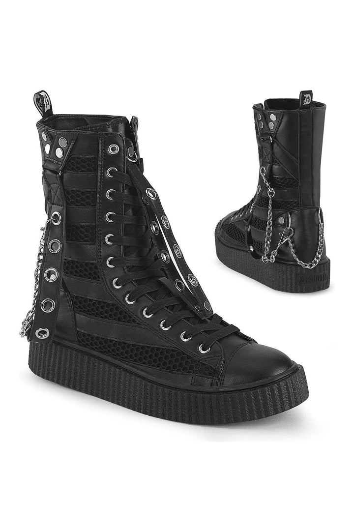 SNEEKER-325 Black Vegan Leather Creeper